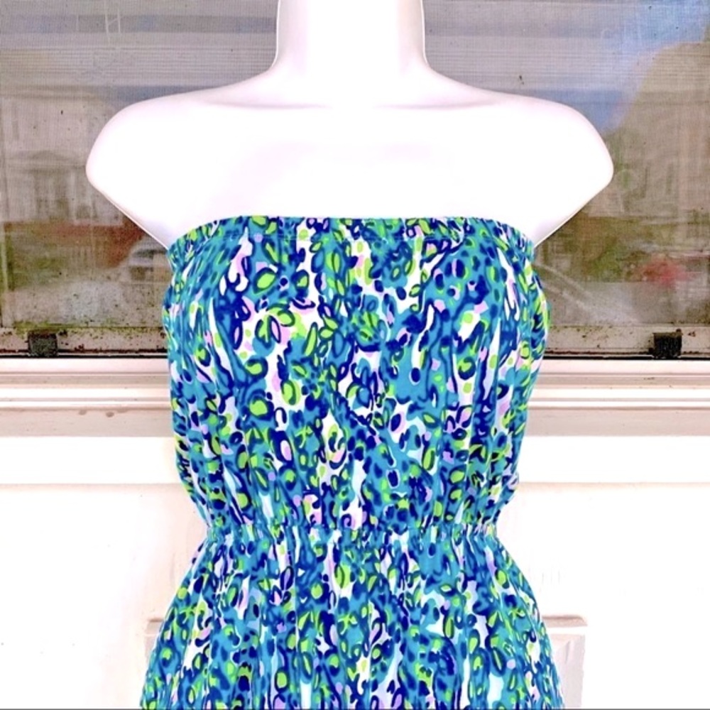 Lilly Pulitzer NEW Windsor Sea Blue Printed Strapless Pull-On Dress NWOT Sz XS - Picture 5 of 7